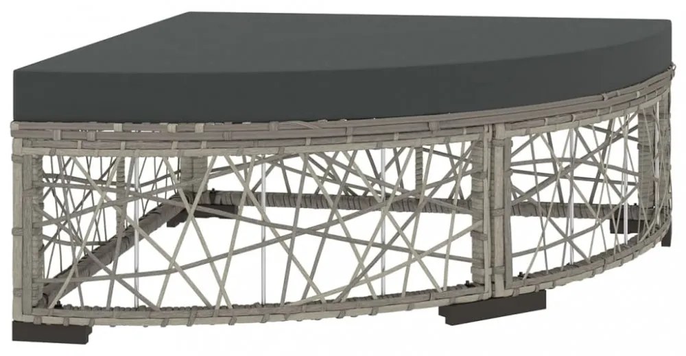 6-részes szürke polyrattan kerti bútorszett párnákkal