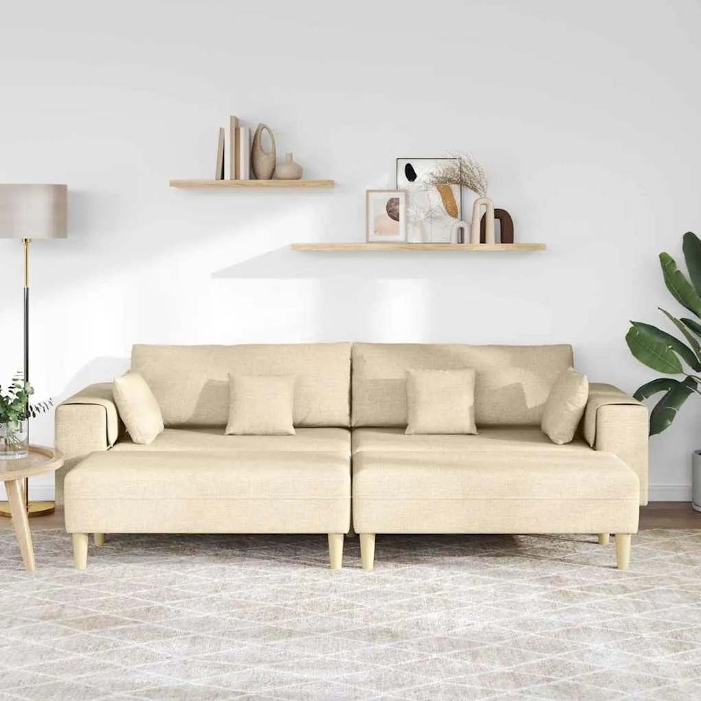 Szövet kanapé párnával 3 pcs Krém 208 cm szövet