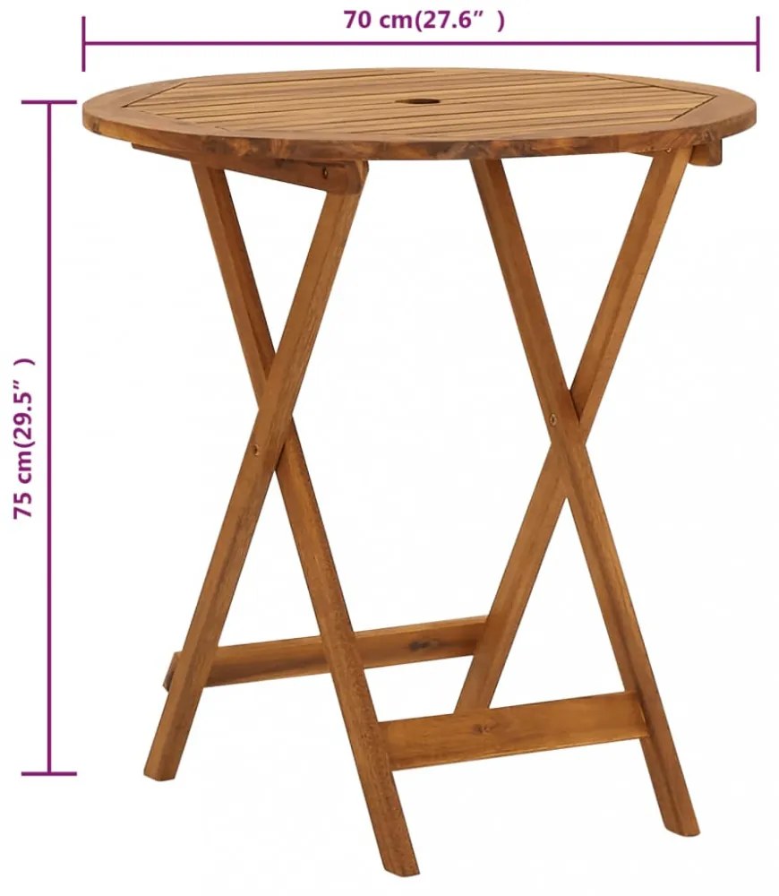 összecsukható tömör akácfa kerti asztal 70 cm