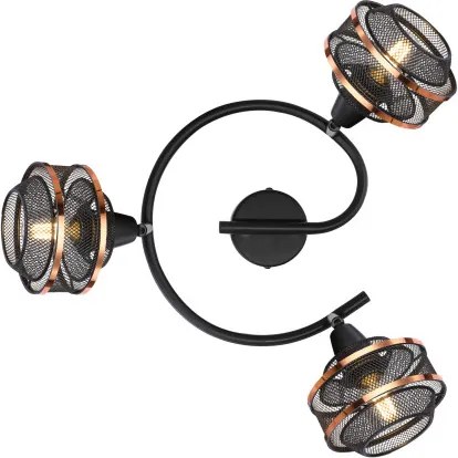 Globo 54020-3 Spotlámpa fém fekete-arany színben,fém drót búrával. Ø:250, M:215, fényforrás nélkül 3xE14 40W 230V