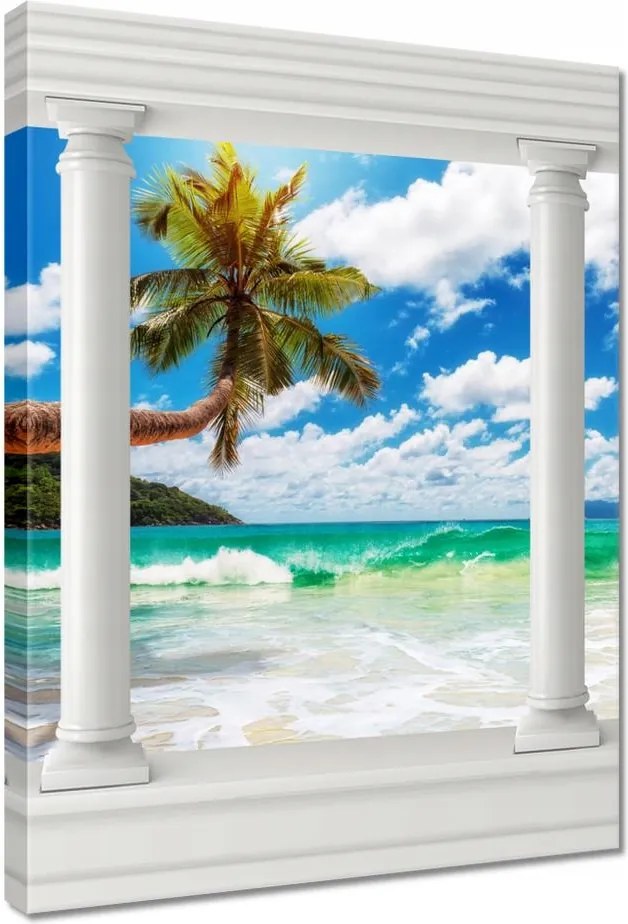 Vászonkép 50x70 Paradicsomi tengerpart pálmafákkal