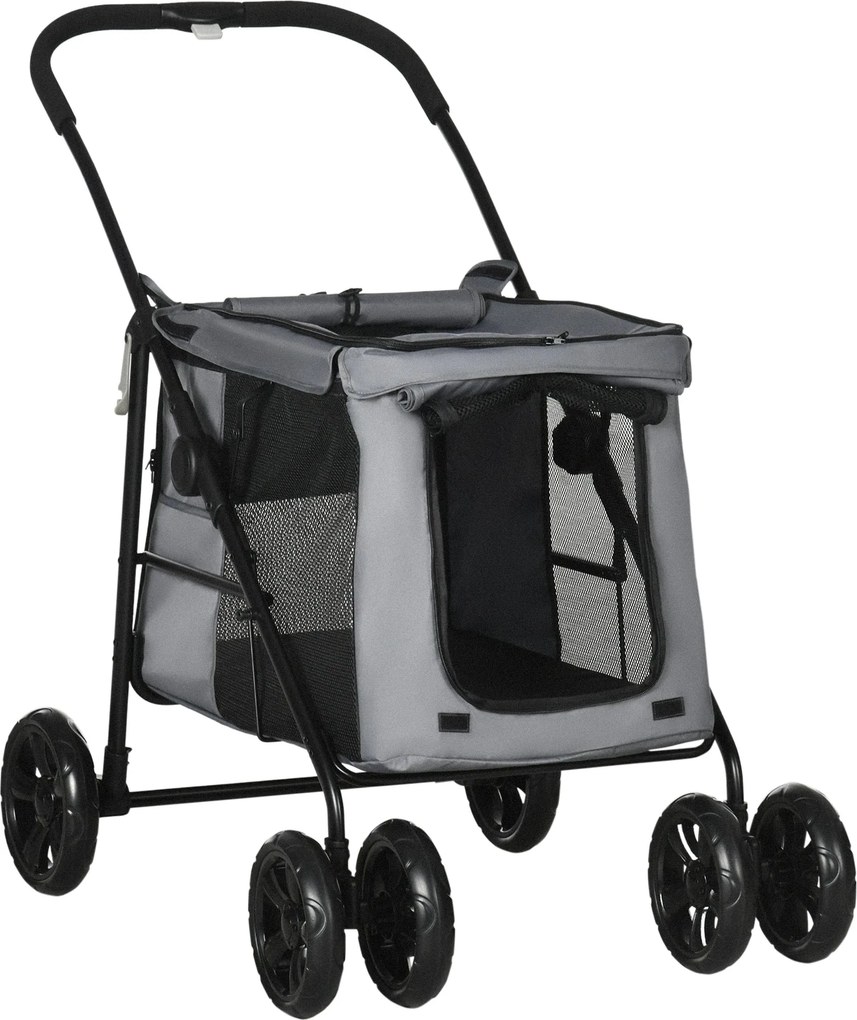 PawHut Kutya Kocsija, Összecsukható Kutya Babakocsi, Kutya Trolley Párnával, Macska Kocsi 20 kg-ig, Macska Ménes Kicsi és Közepes Méretű Kutyák Számár