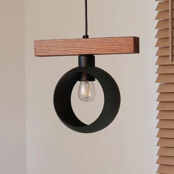 Duolla - Kábelre függesztett csillár IRONLINE 1xE27/15W/230V fenyő tölgy/fekete