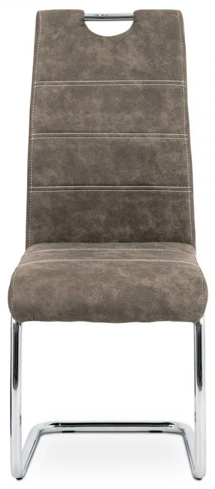Scaun modern de luat masa cu bază de sanie de culoare maro Hc-483