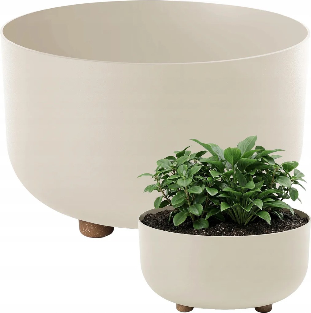 Virágtartó Kerti Tál Fedő Lábak Terasz Erkély Bézs 27CM