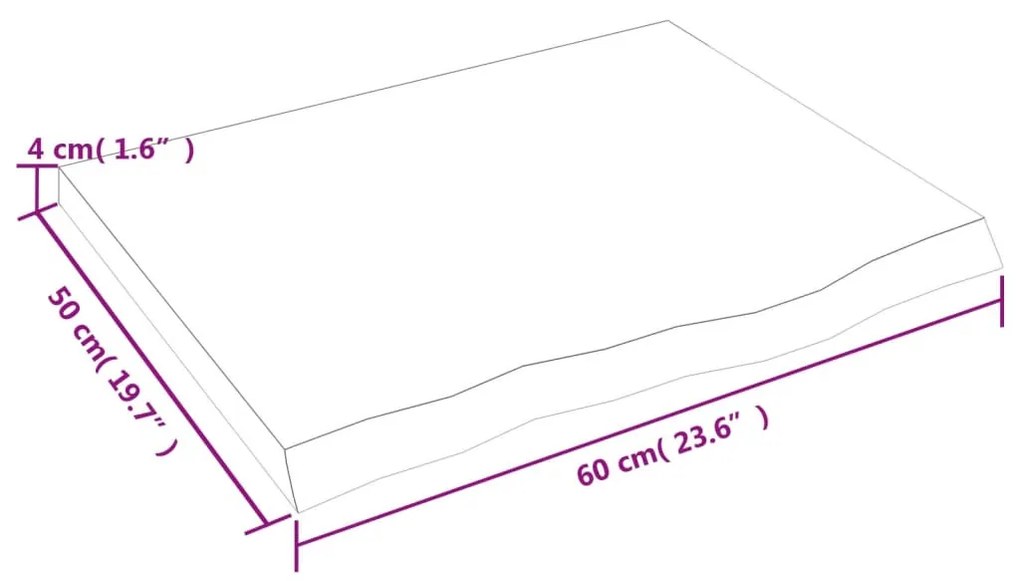 világosbarna kezelt tömör tölgyfa fali polc 60x50x(2-4) cm