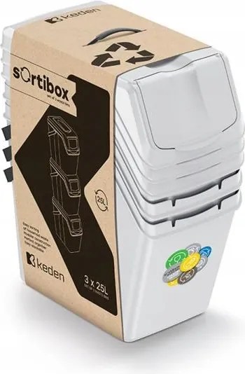 Szelektív hulladékgyűjtő Sortibox II 3x25l hamvas szürke