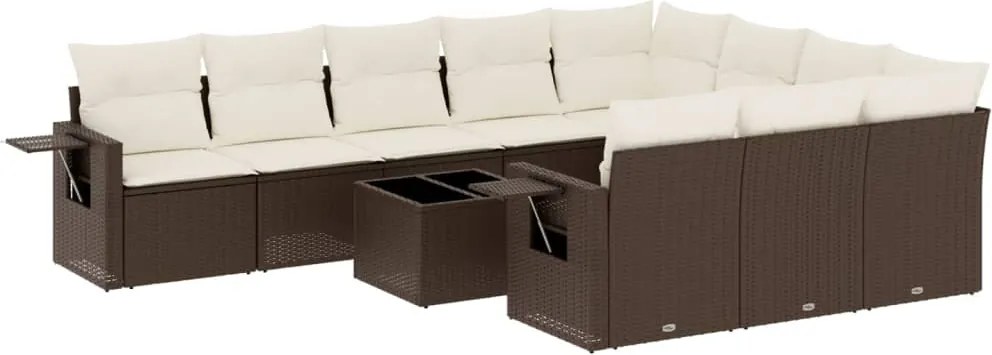 vidaXL 11 részes barna polyrattan kerti ülőgarnitúra párnákkal