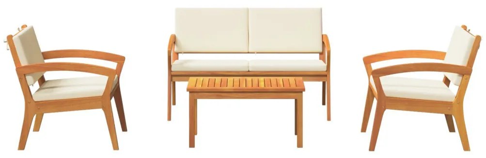 Bisztró készlet 4 pcs Barna 75 x 45 x 38 cm Tömör akácfa