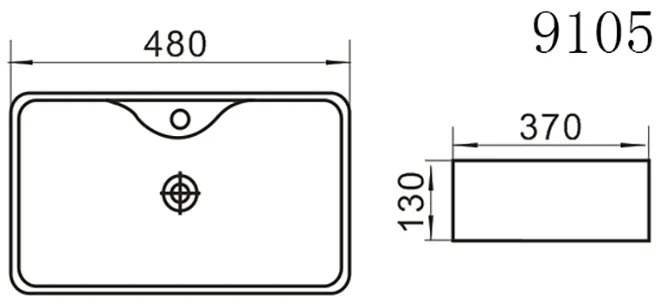 Erga Joyce, asztali mosogató 480x370x130 mm, fehér fényes, ERG-V03-9105-WH