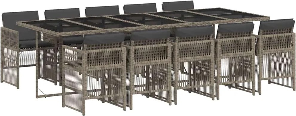 vidaXL 11 részes szürke polyrattan kerti ülőgarnitúra párnákkal