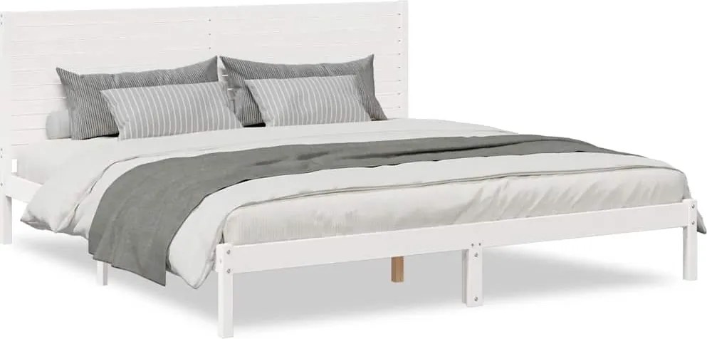vidaXL fehér tömör fa extra hosszú ágykeret matrac nélkül 200 x 220 cm