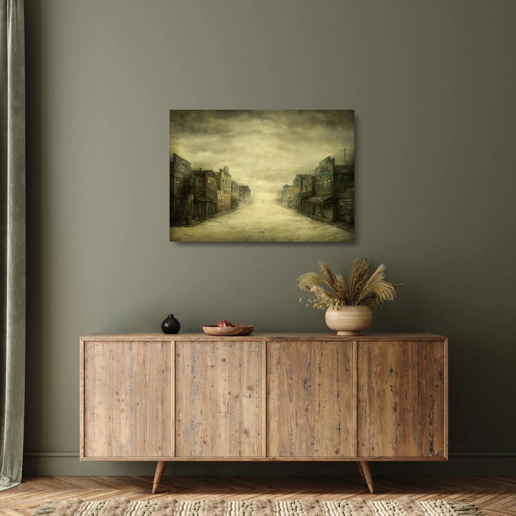 Egy nyugati város képe (üvegen) (70x50 cm)