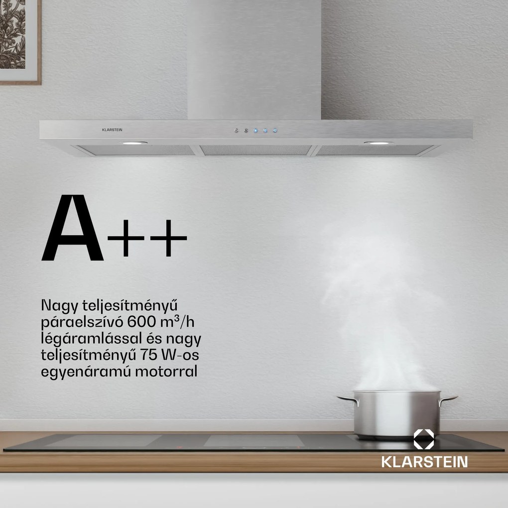 Klarstein Limelight 90, páraelszívó, 90 cm, fali páraelszívó, 640 m³/ó