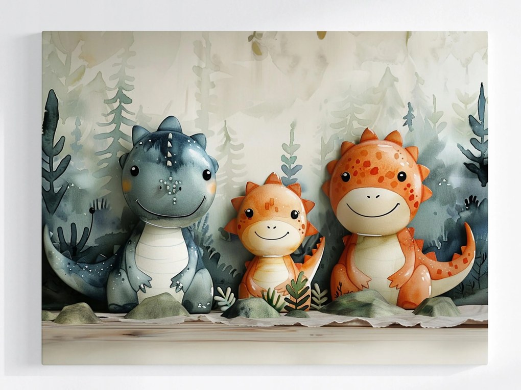 Poszter Vicces Dinoszauruszok Család Anya Apa Portré 100x75