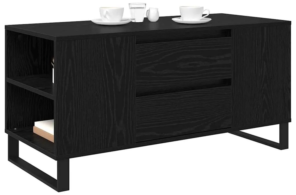 vidaXL Dohányzóasztal Fekete tölgy 102 x 44,5 x 50 cm Faanyag