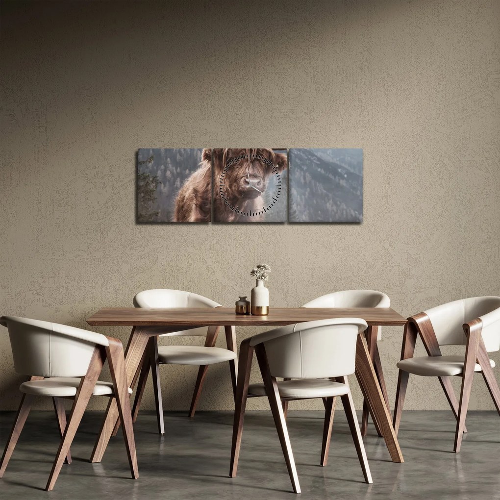 Kép - Highlander tehén (órával) (90x30 cm)