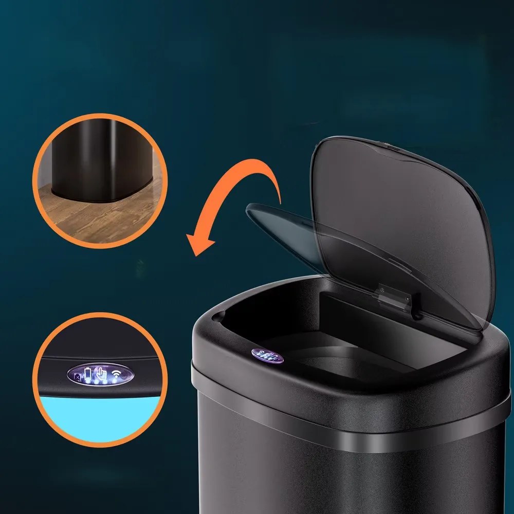 Deuba Érintésmentes szögletes hulladékgyűjtő USB-vel 50 L - fekete
