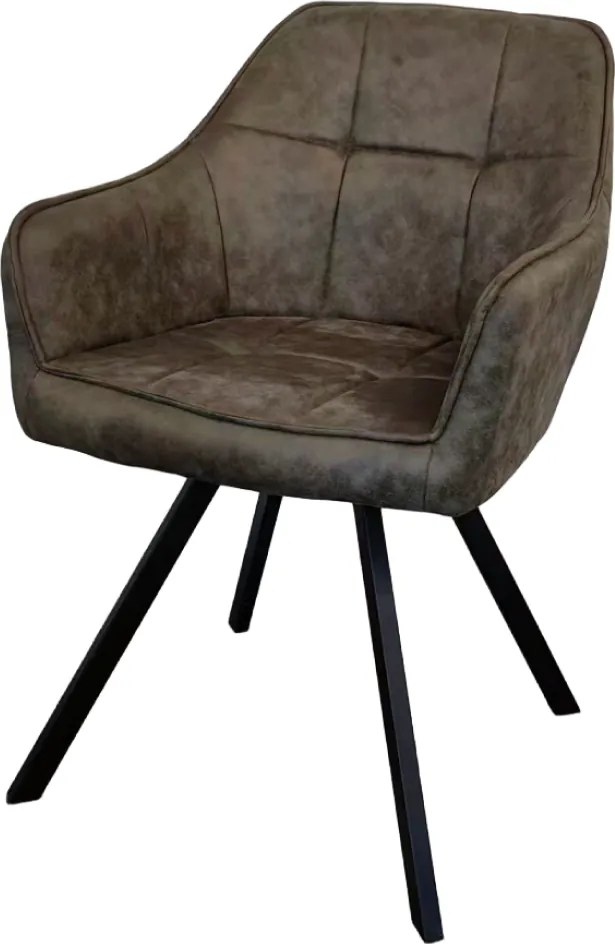 Forgó étkezőszék, zöld szövet csiszolt bőr hatással, SAMANTA