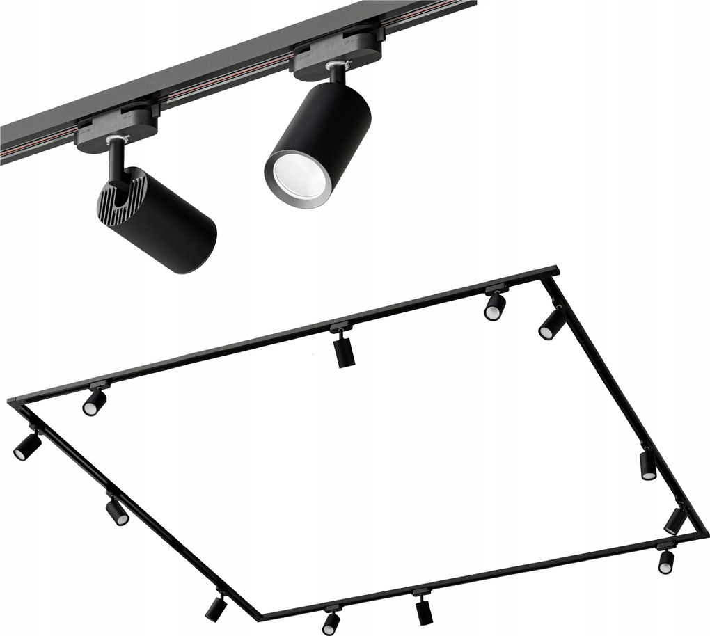 Sín szett Sín 4x 2m 12x Halogén Led lámpatest GU10 spot lámpa