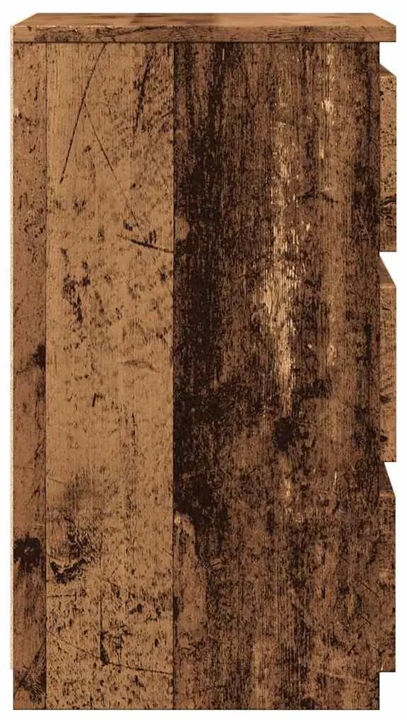 2 db antik fa színű szerelt fa éjjeliszekrény 40x35x62,5 cm
