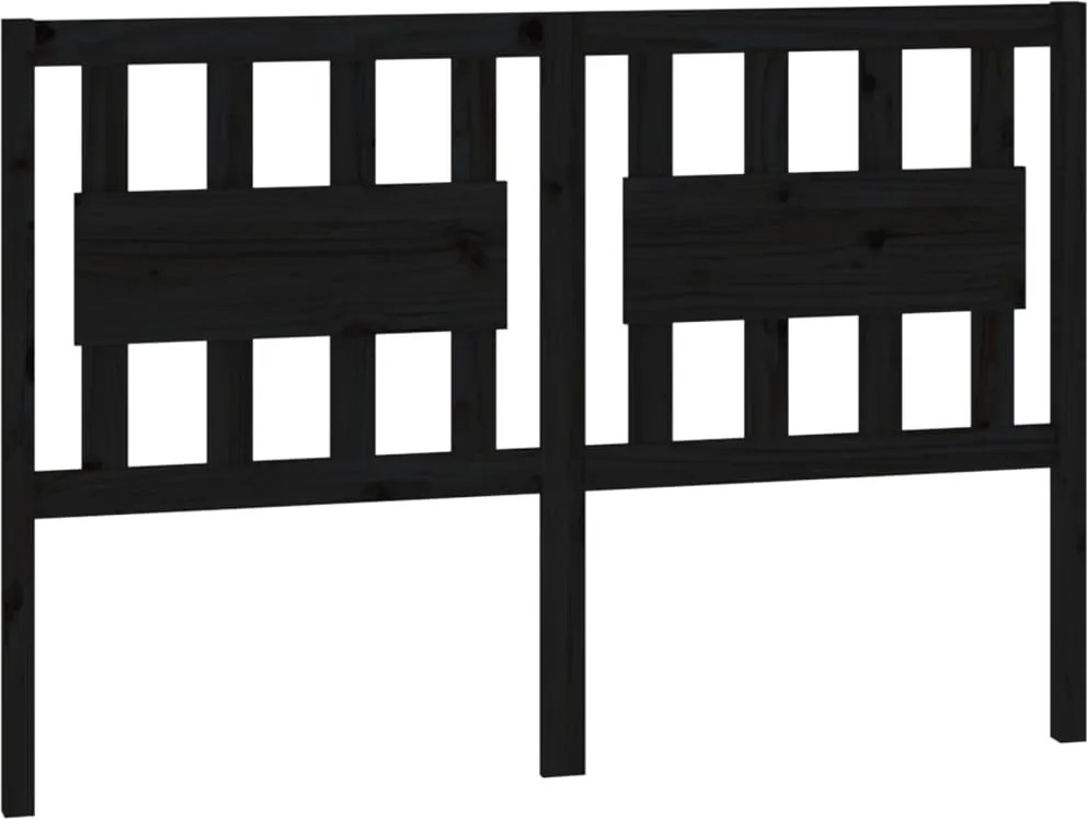 vidaXL fekete tömör fenyőfa ágyfejtámla 125,5 x 4 x 100 cm
