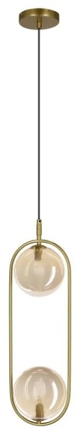 Csillár zsinóron CORDEL 2xG9/28W/230V réz/füstös bézs