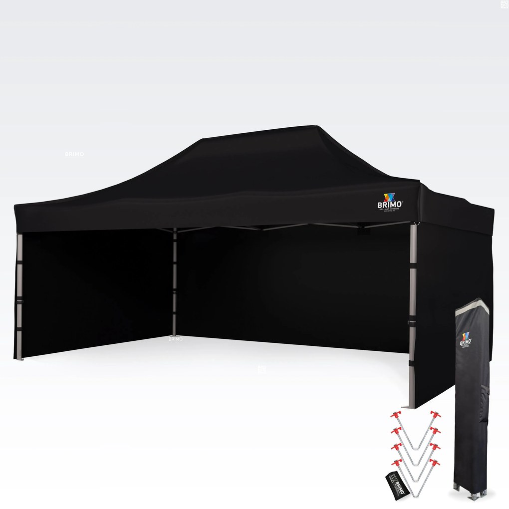 Reklámsátor 4x6 m Prémium (Alu) 3 oldallal – Gyorsan felállítható - plusz 3 oldalfal - Fekete