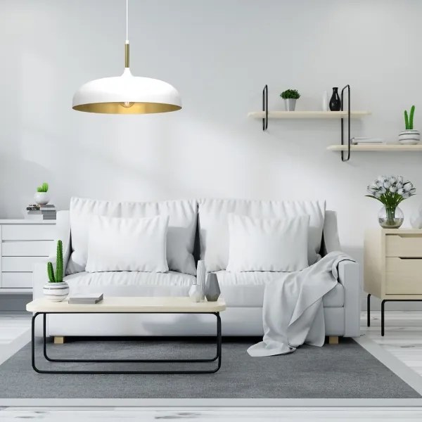 Csillár zsinóron LINCOLN 1xE27/60W/230V á. 45 cm fehér