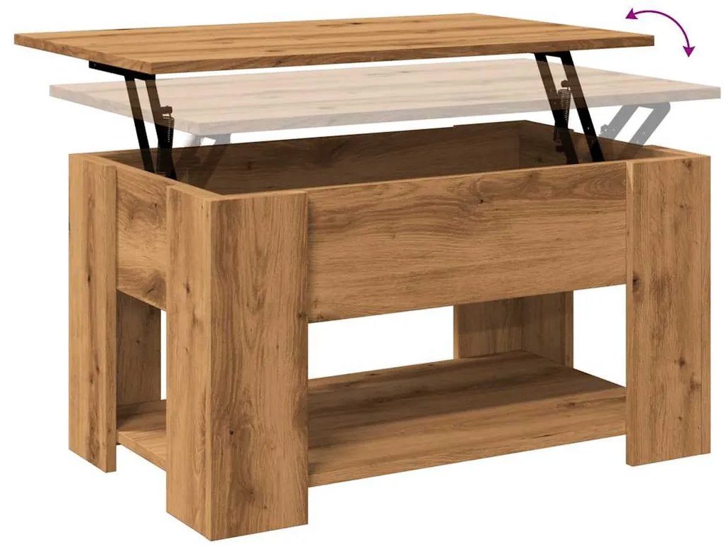 dohányzóasztal kézműves tölgy szerelt fa 79 x 49 x 41 cm