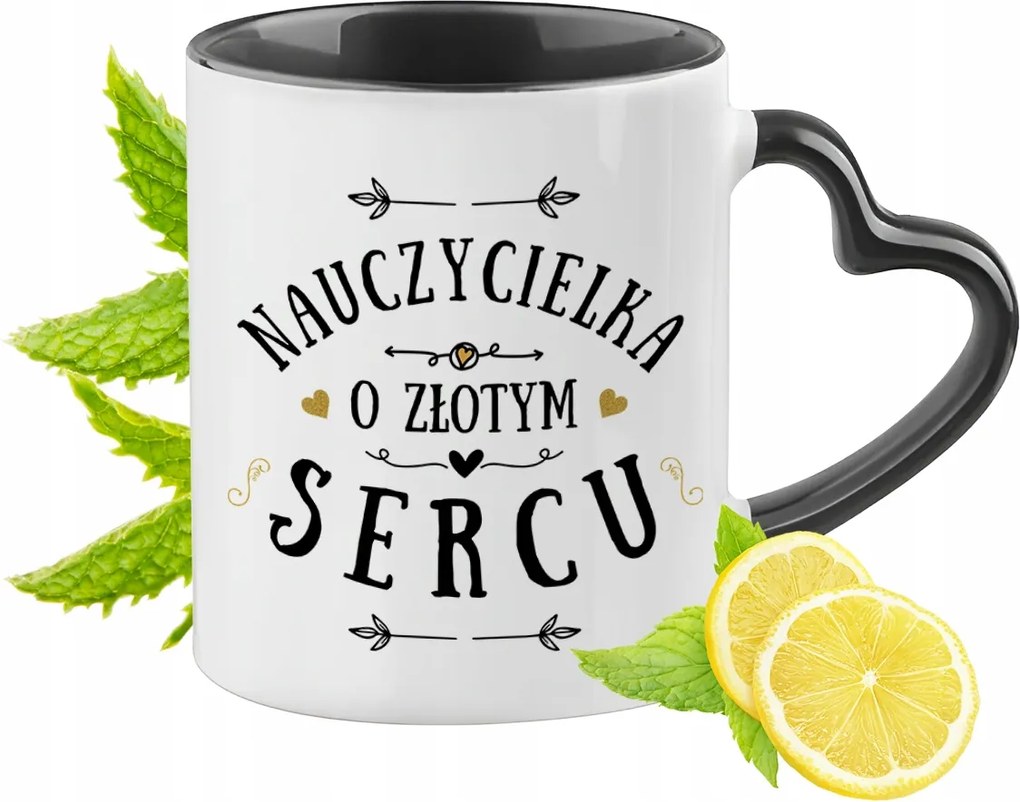 Fekete Bögre Szív Alakú Füllel Tanárnőnek Tökéletes Ajándék