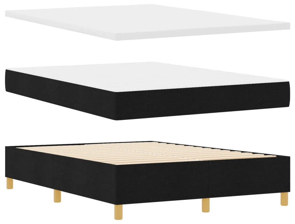Boxspring Ágy Mattress &amp; LED Fekete 140x200 cm Szövet