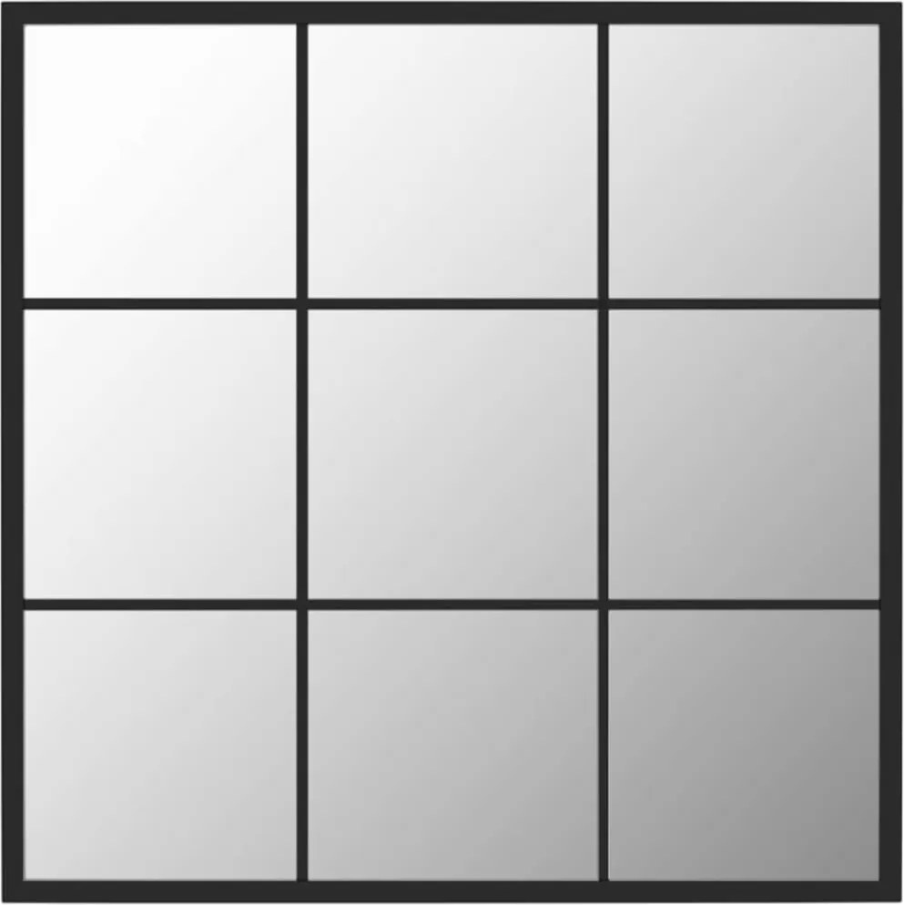 vidaXL fekete fém fali tükör 60 x 60 cm
