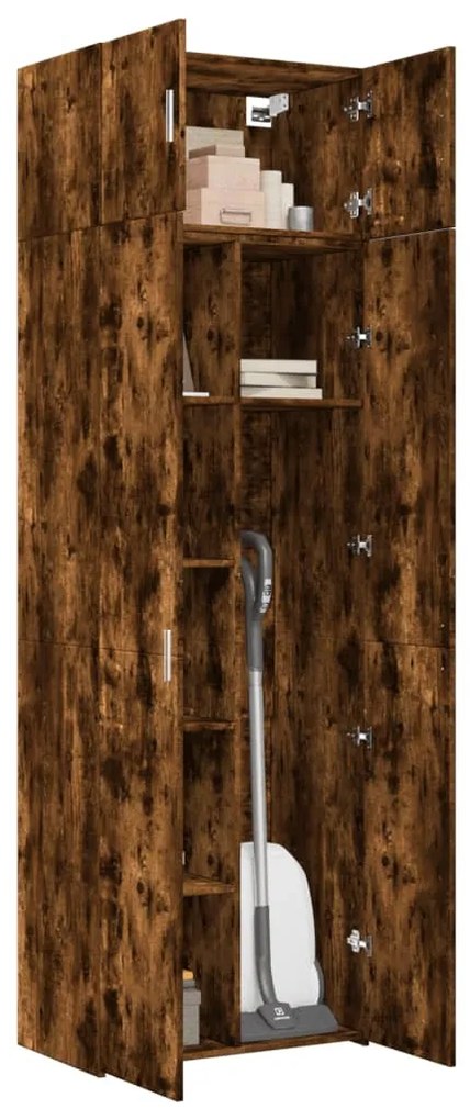 füstös tölgy színű szerelt fa tárolószekrény 70 x 42,5 x 225 cm