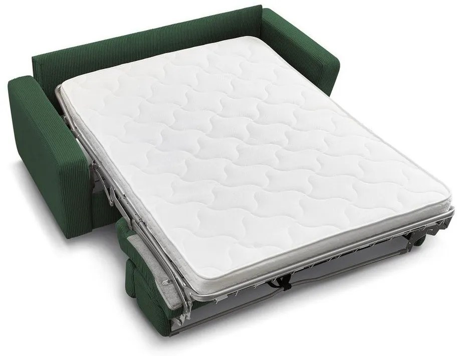 Sötétzöld kordbársony kinyitható kanapé 195 cm Monaco – Bobochic Paris