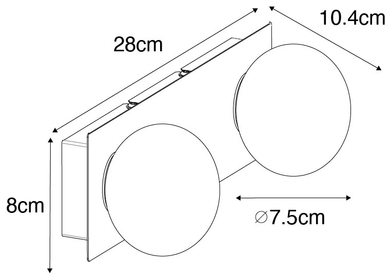 Fali lámpa arany 28 cm IP44 2-lámpás kapcsolóval - Cederic