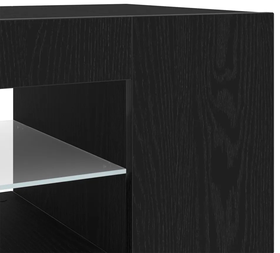 TV Szekrény LED Fénnyel Fekete Tölgy 135x39x30cm Összeszerelve