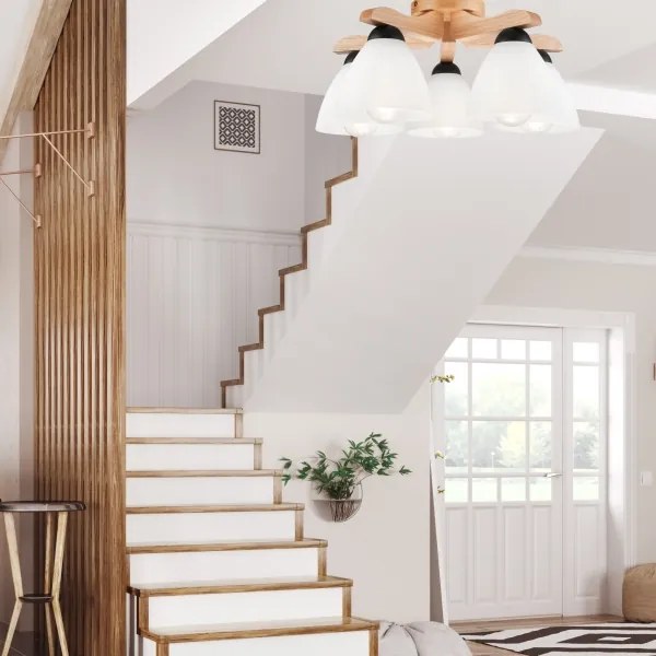 Csillár ADRIANO 5xE27/60W/230V tölgy