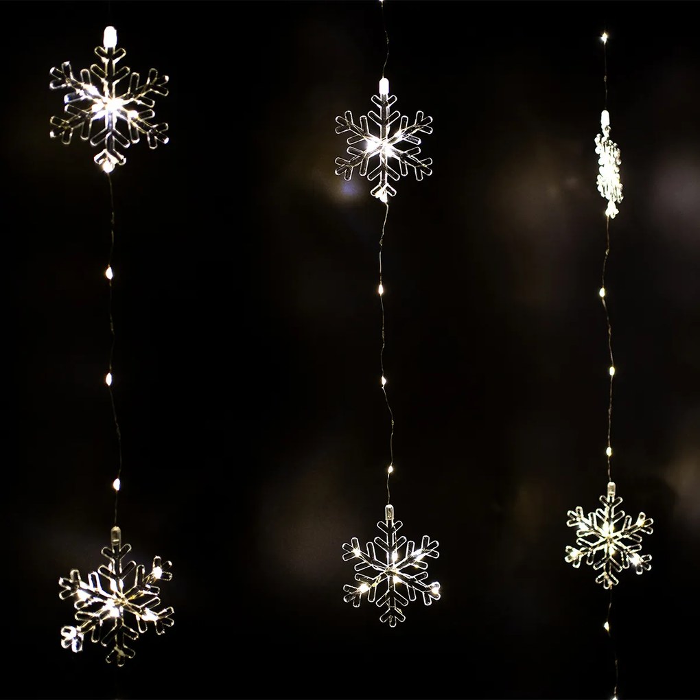 Kültéri fényfüggöny Snowflakes, 120x120cm, LED,meleg fehér, időzítő, 8 funkció, 120 cm