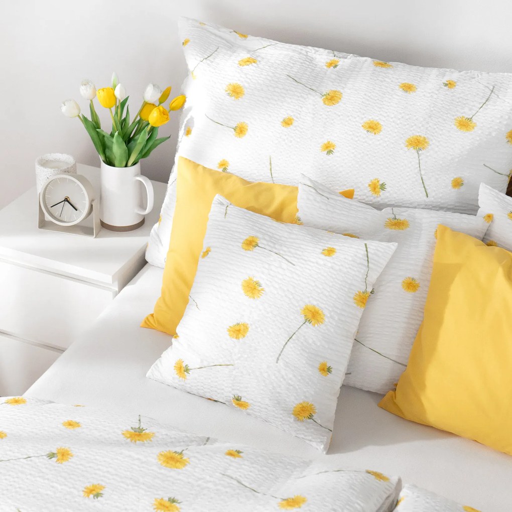 Goldea krepp ágyneműhuzat - pitypangok 140 x 200 és 70 x 90 cm