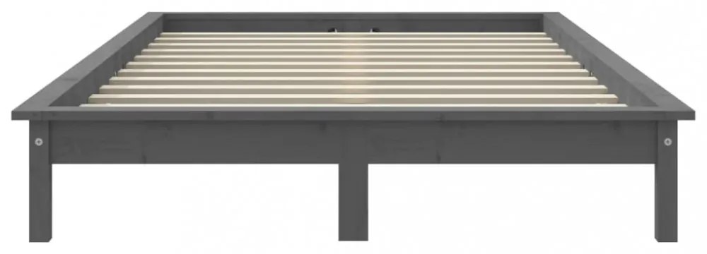 szürke tömör fenyőfa ágykeret 150 x 200 cm (King Size)