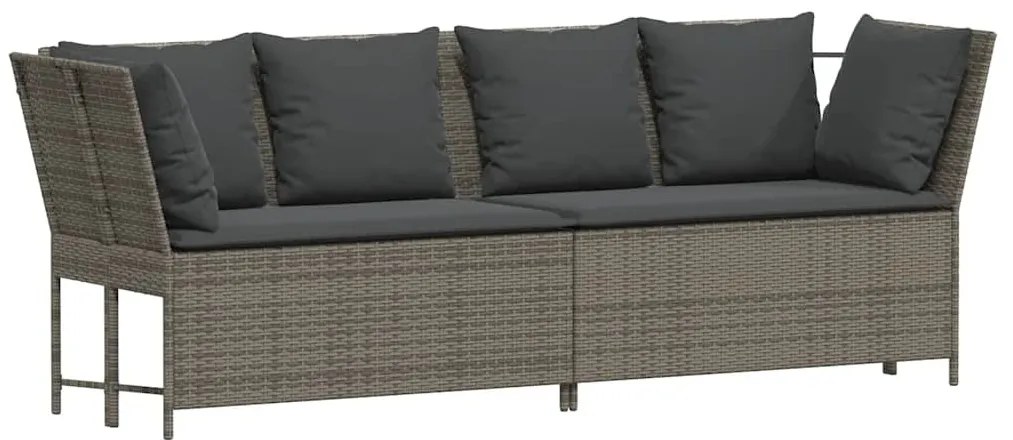 szürke polyrattan kerti kanapé párnákkal