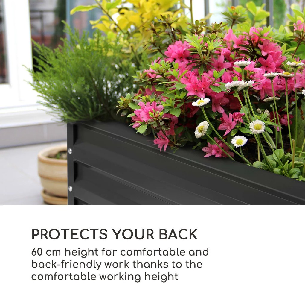 Blumfeldt High Grow Straight, emelt ágyás, 200 x 60 x 100 cm, 1200 l, acél