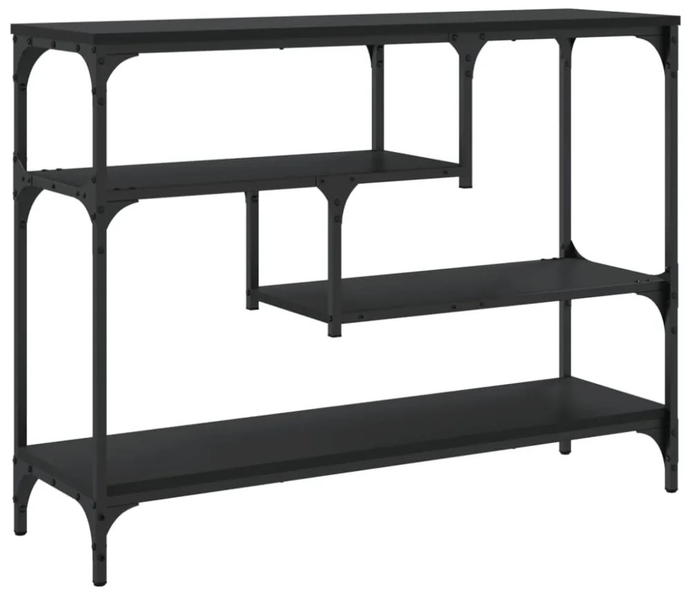 fekete szerelt fa tálalóasztal 100x30x75 cm