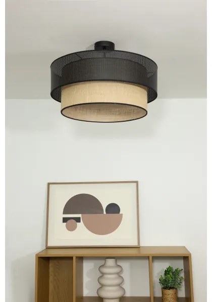 BORHO felületre szerelhető csillár 1xE27/60W/230V, átm. 40 cm, fekete/juta