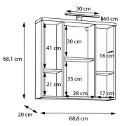 Tükrös fali fürdőszobaszekrény VENOM fehér/artisan tölgy