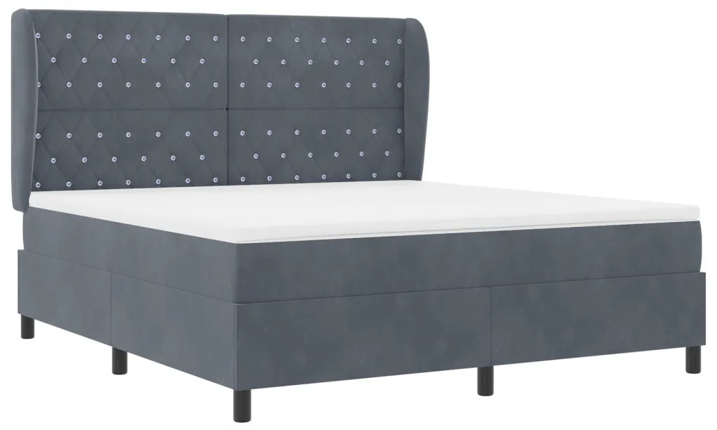 Boxspring Ágy Matraccal Sötétszürke 180x200 cm Bársonyos