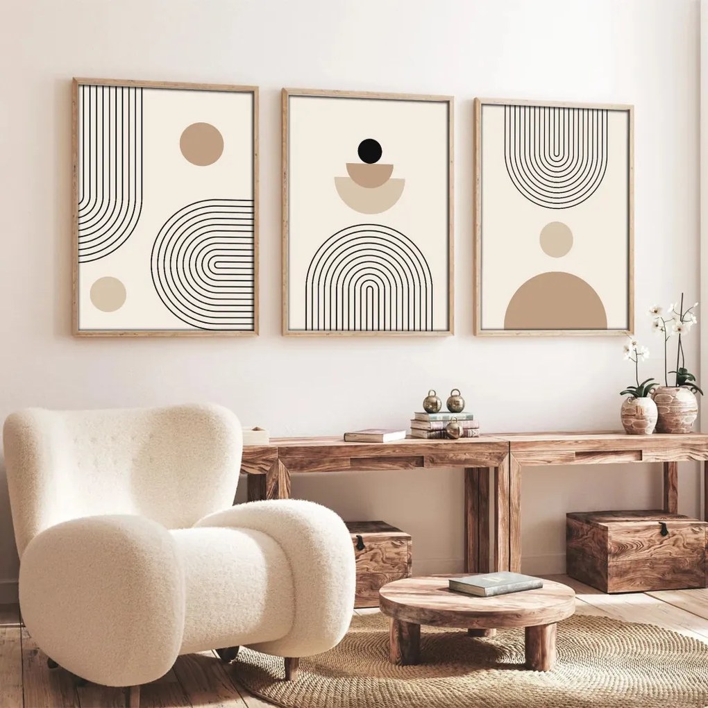 Huhu261 keretezett MDF falikép, 50 x 70 cm, 3 db-os szett