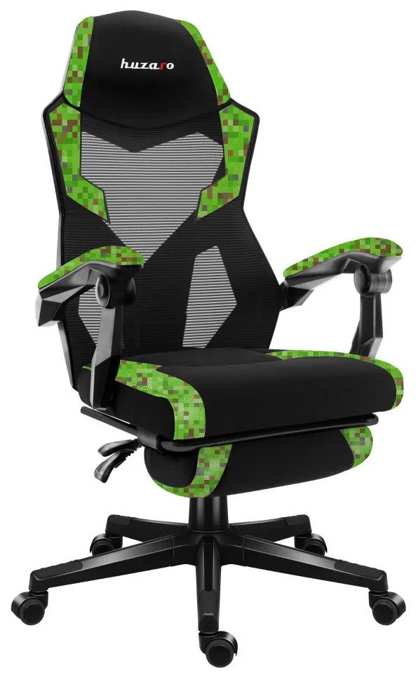 Gamer szék lábtartó, lélegző anyag, ergonómikus kartámaszok, pixel