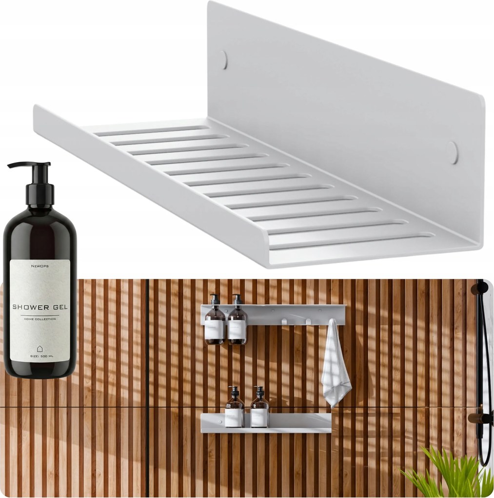 Zuhanypolc 40 CM Fúziós Zuhany Fürdőszoba Loft Akasztós Fehér